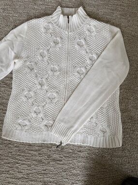 Olson Europe Ivory Women’s Cable Cardigan Sweater Size 6